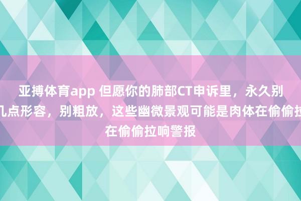 亚搏体育app 但愿你的肺部CT申诉里，永久别出现这几点形容，别粗放，这些幽微景观可能是肉体在偷偷拉响警报