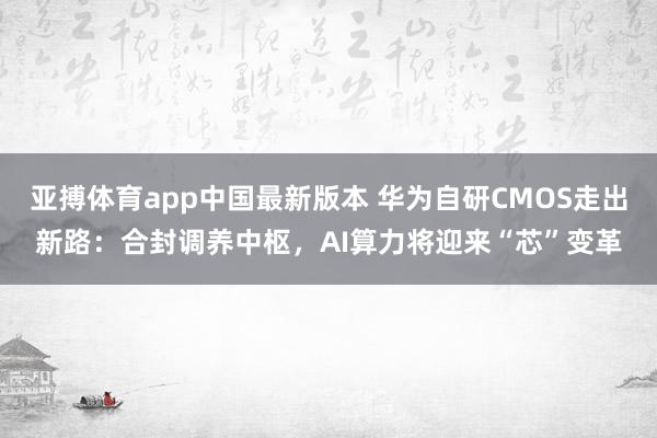 亚搏体育app中国最新版本 华为自研CMOS走出新路：合封调养中枢，AI算力将迎来“芯”变革