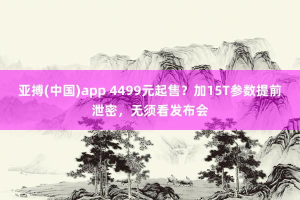 亚搏(中国)app 4499元起售？加15T参数提前泄密，无须看发布会
