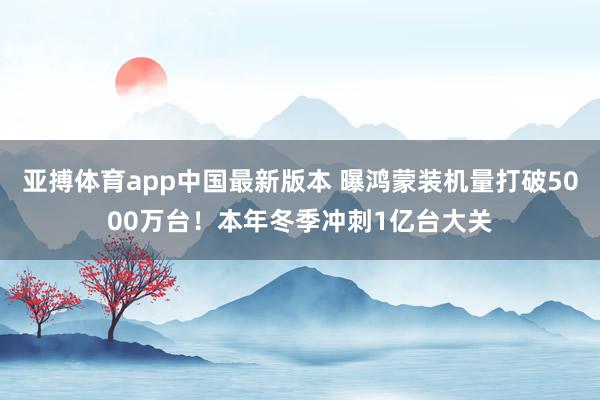 亚搏体育app中国最新版本 曝鸿蒙装机量打破5000万台！本年冬季冲刺1亿台大关