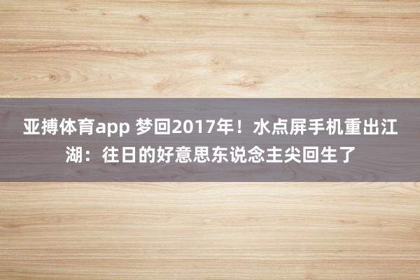 亚搏体育app 梦回2017年！水点屏手机重出江湖：往日的好意思东说念主尖回生了