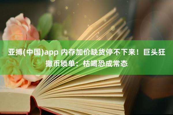 亚搏(中国)app 内存加价缺货停不下来！巨头狂撒币锁单：枯竭恐成常态