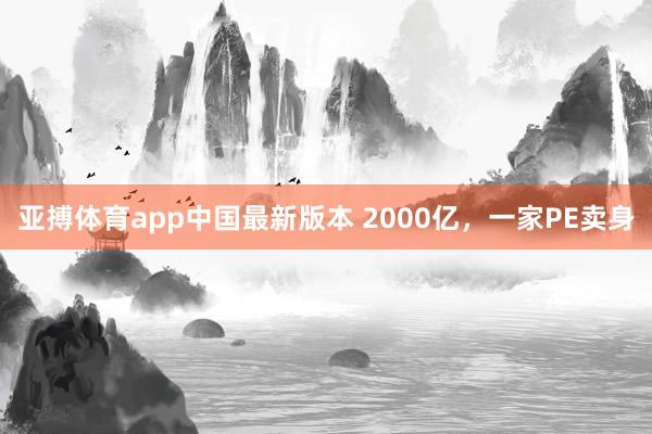 亚搏体育app中国最新版本 2000亿，一家PE卖身