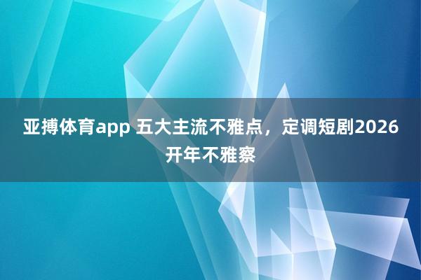 亚搏体育app 五大主流不雅点，定调短剧2026开年不雅察