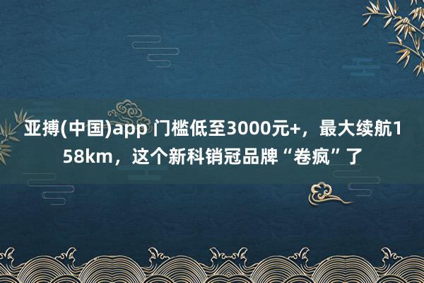 亚搏(中国)app 门槛低至3000元+，最大续航158km，这个新科销冠品牌“卷疯”了