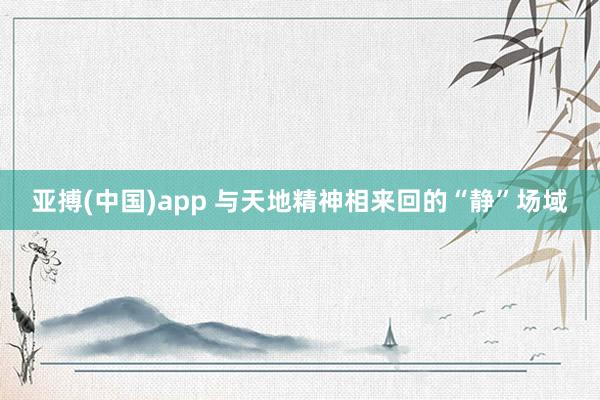 亚搏(中国)app 与天地精神相来回的“静”场域