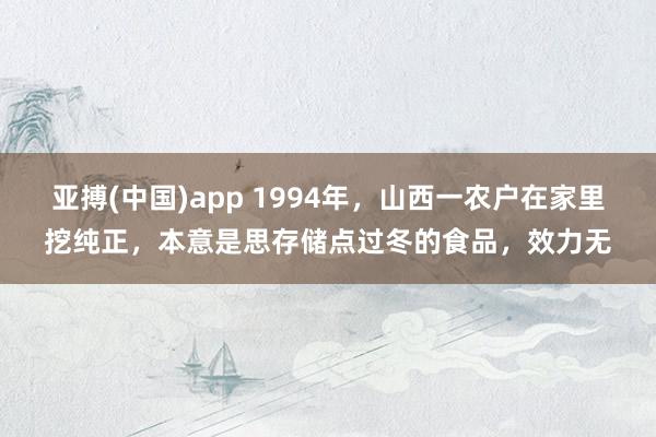 亚搏(中国)app 1994年，山西一农户在家里挖纯正，本意是思存储点过冬的食品，效力无