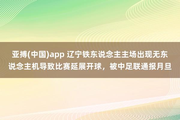 亚搏(中国)app 辽宁铁东说念主主场出现无东说念主机导致比赛延展开球，被中足联通报月旦