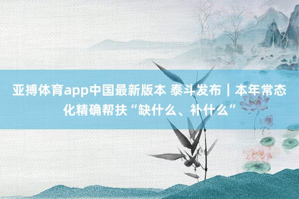 亚搏体育app中国最新版本 泰斗发布｜本年常态化精确帮扶“缺什么、补什么”