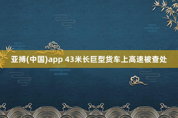 亚搏(中国)app 43米长巨型货车上高速被查处