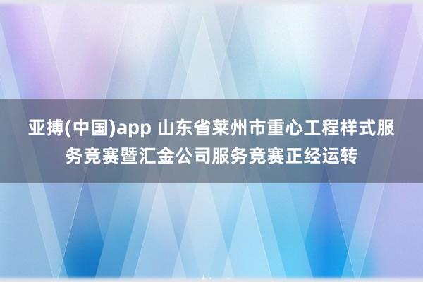 亚搏(中国)app 山东省莱州市重心工程样式服务竞赛暨汇金公司服务竞赛正经运转