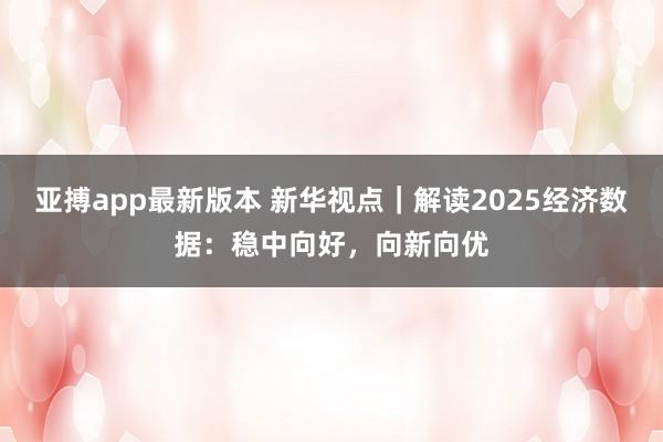 亚搏app最新版本 新华视点｜解读2025经济数据：稳中向好，向新向优