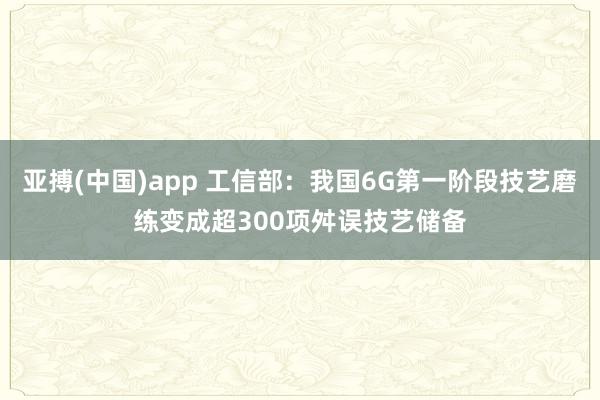 亚搏(中国)app 工信部：我国6G第一阶段技艺磨练变成超300项舛误技艺储备