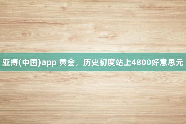亚搏(中国)app 黄金，历史初度站上4800好意思元