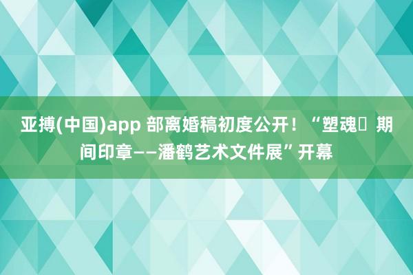 亚搏(中国)app 部离婚稿初度公开！“塑魂・期间印章——潘鹤艺术文件展”开幕