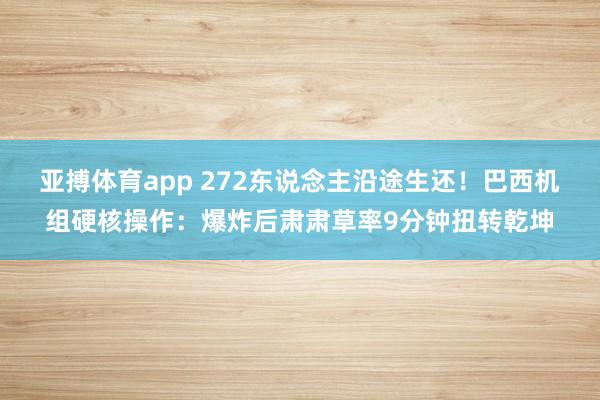 亚搏体育app 272东说念主沿途生还！巴西机组硬核操作：爆炸后肃肃草率9分钟扭转乾坤
