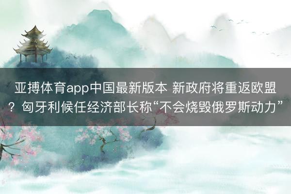 亚搏体育app中国最新版本 新政府将重返欧盟？匈牙利候任经济部长称“不会烧毁俄罗斯动力”