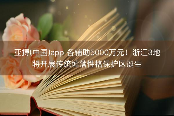 亚搏(中国)app 各辅助5000万元!浙江3地将开展传统墟落性格保护区诞生