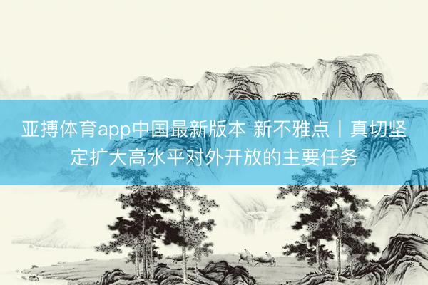 亚搏体育app中国最新版本 新不雅点丨真切坚定扩大高水平对外开放的主要任务