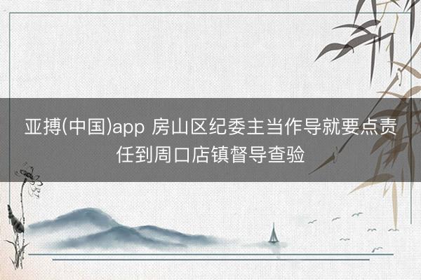 亚搏(中国)app 房山区纪委主当作导就要点责任到周口店镇督导查验