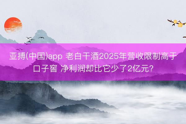 亚搏(中国)app 老白干酒2025年营收限制高于口子窖 净利润却比它少了2亿元?