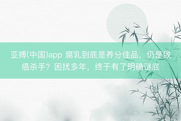 亚搏(中国)app 腐乳到底是养分佳品，仍是致癌杀手？困扰多年，终于有了明确谜底