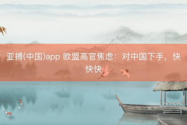 亚搏(中国)app 欧盟高官焦虑:对中国下手,快快快