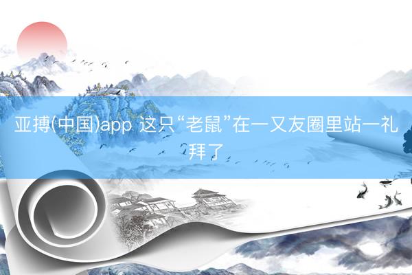 亚搏(中国)app 这只“老鼠”在一又友圈里站一礼拜了