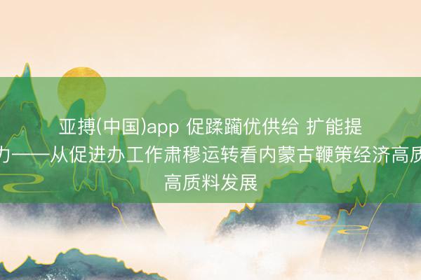 亚搏(中国)app 促蹂躏优供给 扩能提质增活力——从促进办工作肃穆运转看内蒙古鞭策经济高质料发展