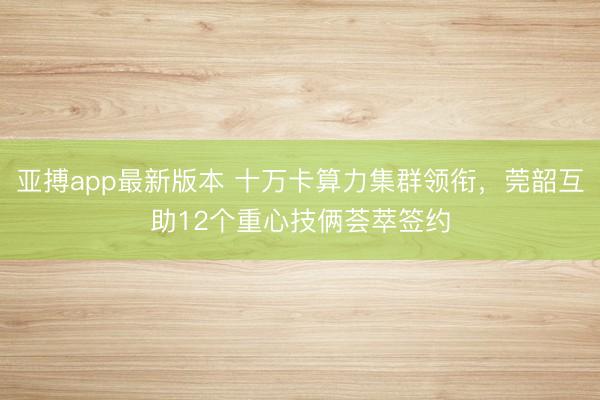 亚搏app最新版本 十万卡算力集群领衔,莞韶互助12个重心技俩荟萃签约